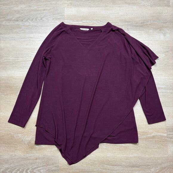 Soft‎ Surroundings Madeline Asymmetrical Cape Long Sleeve WM Color Burgundy - Picture 1 of 4